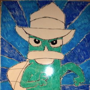 Perry the Platypus. Drawn on a White Board.