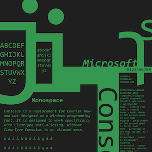 Typeface Specimen Poster for the Typeface Consolas. Made in Illustrator.