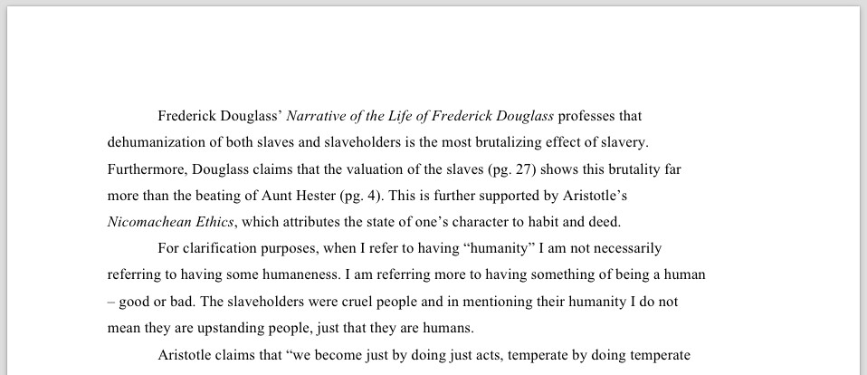 PDF of Essay on Aristotle and Frederick Douglass.