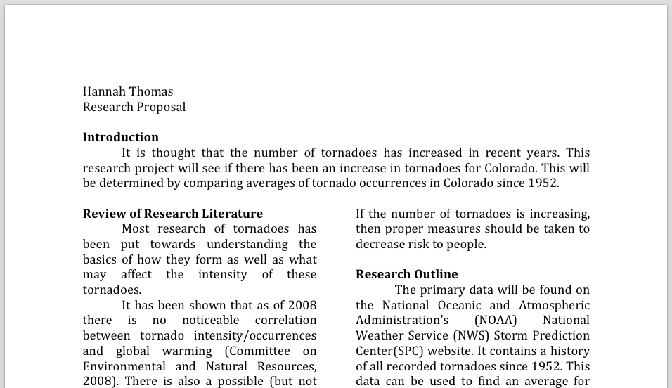 PDF of Fake Research Proposal for Atmospheric and Oceanic Science Course.