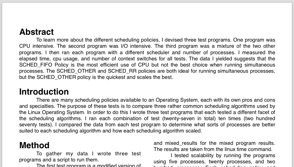 PDF of Report on Scheduling Algorithms.